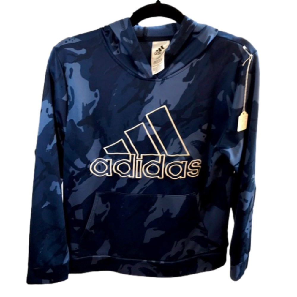 ADIDAS Kid’s Blue Camo Long Sleeve Hoodie—Sz Large 14/16 - Picture 14 of 17
